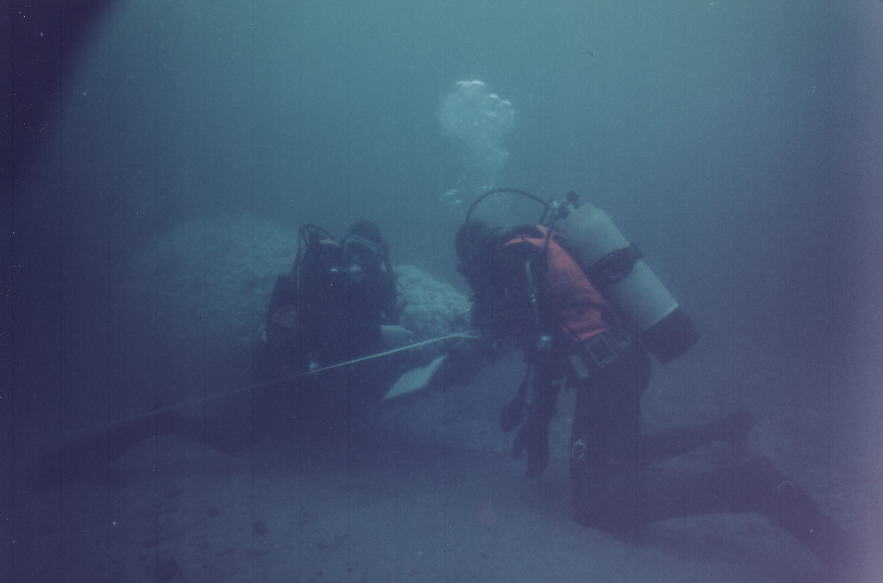 Divers Surveying at the Bow of the Resurgam